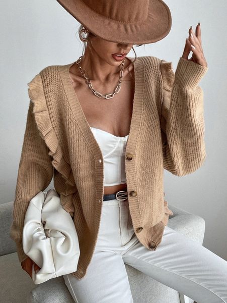 

solid button front cardigan d12d#, White