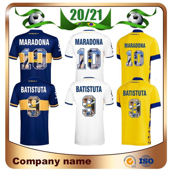 

20/21 maradona boca juniors soccer jerseys 2021 maillots de football boca special printing #9 batistuta football shirt uniforms, Black;yellow