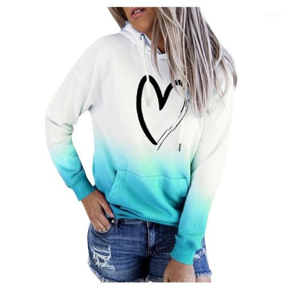 

women's hoodies & sweatshirts heart print oversized hoodie women plus size sweatshirt gradient pullover long sleeve winter1, Black