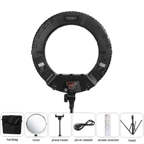 

flash heads selfie ring light lamps with tripod 18inch yidoblo lx-480d bi-color usb supply video studio for tiktok youtube vlog