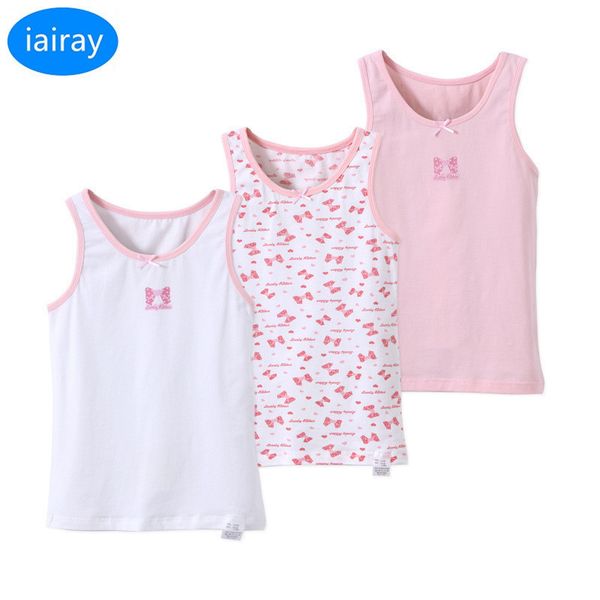 

iairay 3pcs/set summer cotton tank for girls sleeveless t shirt kids singlets pink white undershirt fashion girl underwear y200704, Blue
