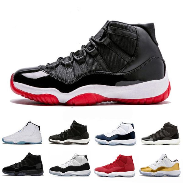 

11 bred metallic silver mens basketball shoes 11s cap and gown 11 men women sports sneakers, White;red
