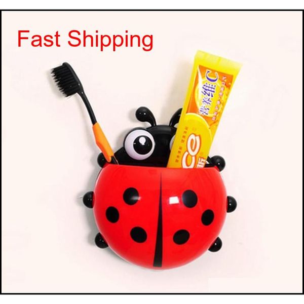 

new cartoon coccinella septempunctata/ladybug sucker toothbrush holder suction hooks household items bathroom toothbrush rack 30bxb