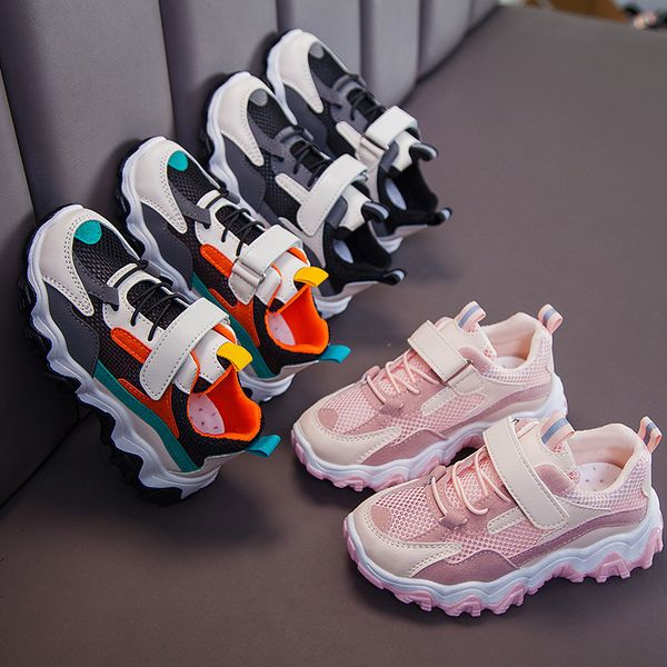 

2020new spring autumn kids breathable boys girls sport children casual sneakers baby running mesh canvas shoes lj200907, Black