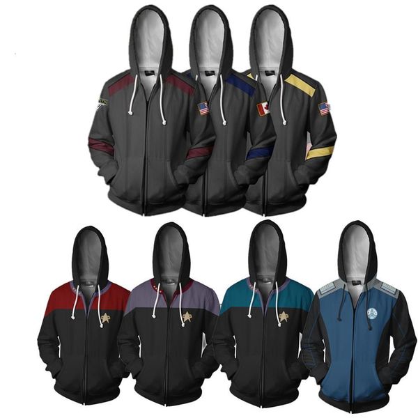 

stargate sg-1 full zip mens fashion hoodies cool pullover thin funny coat jacket jumper sweatshirt cosplay, Black