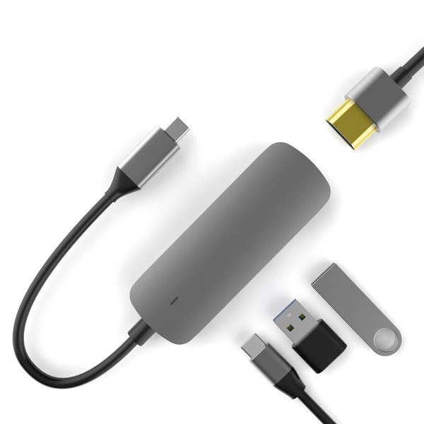 

bx4h multi-интерфейс и многофункциональный алюминиевый сплав 4 в 1 usb-c к многофункциональному док-станции hdmi dp dp
