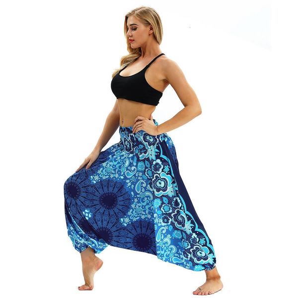 

ladies women beach pants trousers boho gypsy hippie sarouel wide leg harem peacock feather print elastic loose pants trousers, Black;white