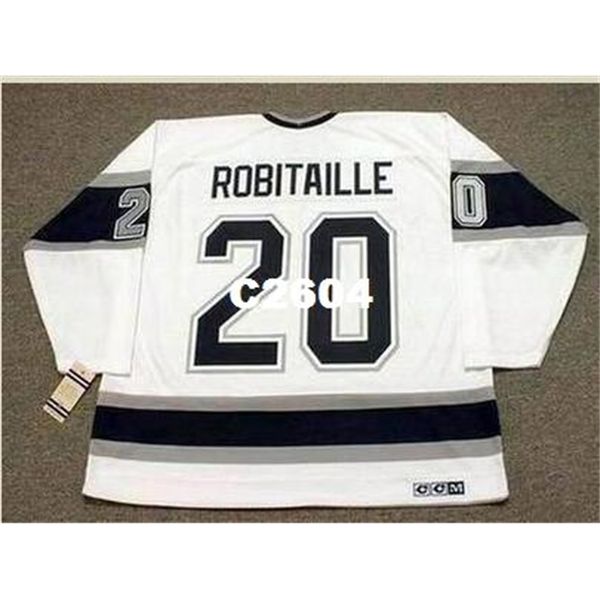 

men #20 luc robitaille los angeles kings 1993 ccm vintage away hockey jersey or custom any name or number retro jersey, Black