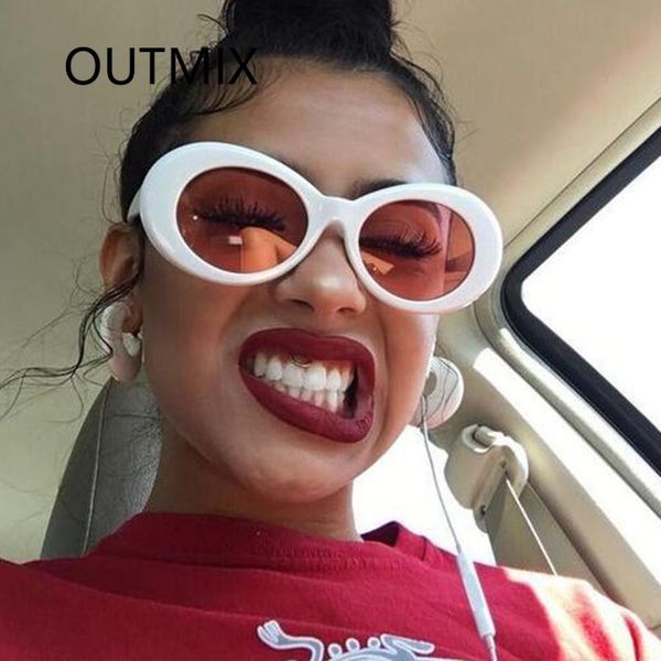 

sunglasses classic candy color women sun glasses lady trending transparent lens oval female fashion travel style anti-uv shade, White;black