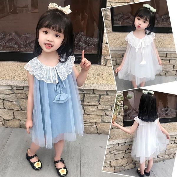

girl's dresses summer girls dress fat korean-style children lace collar tassels foreign trade childrenswear, Red;yellow