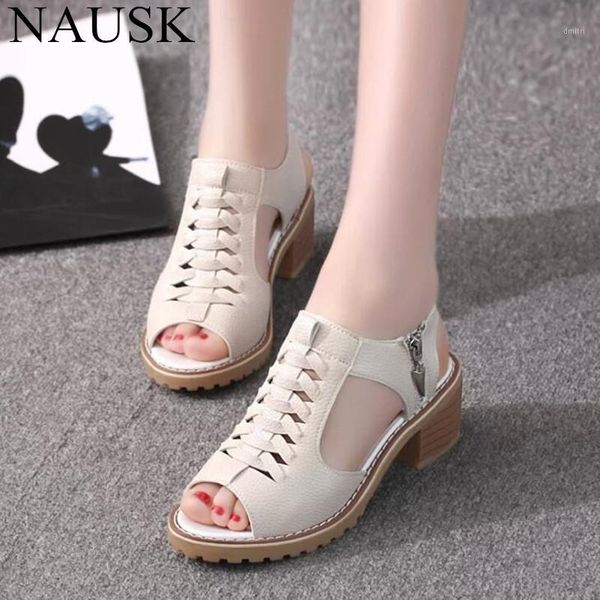 

nausk plus size women sandals platform women shoes tpr side zipper sandals retro open toe summer1, Black