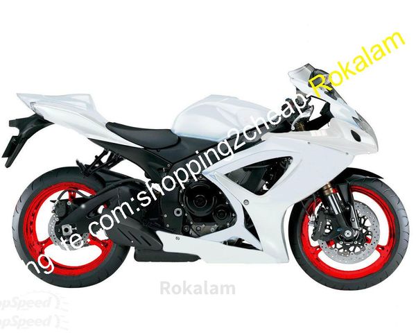 Moto adatta per Suzuki GSX-R GSXR 600 750 K6 06 07 GSXR750 GSXR600 2006 2007 Kit carenatura plastica ABS bianco (stampaggio ad iniezione)