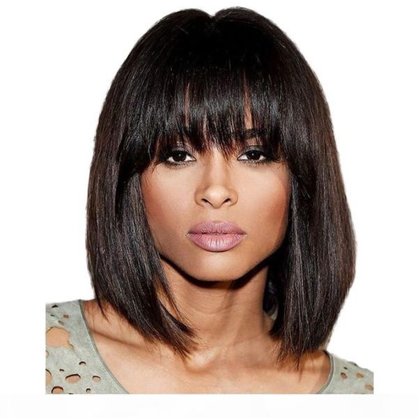 

human hair short bob wigs for black women brazilian remy hair lace front human hair wigs bleached knots, Black;brown