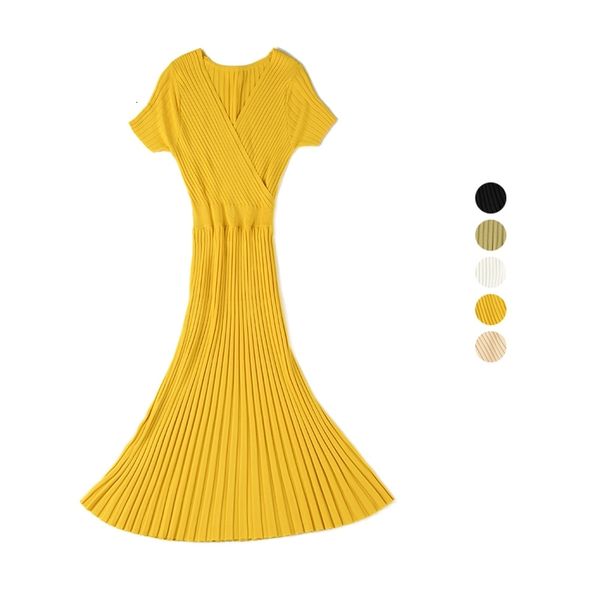 

women knitted slim bottoming dress spring summer new solid sleeveless o-neck retro midi stretch ladies dresses robe femme zd6o, White