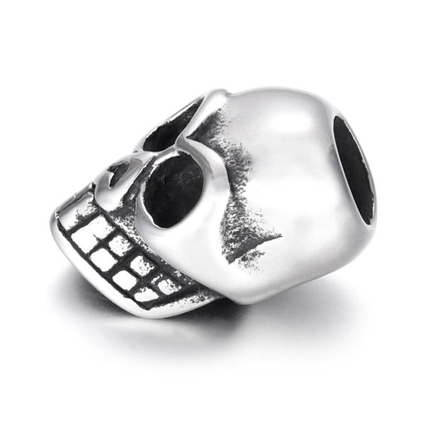 

stainless steel beads skull big large hole 6 8mm charms slider diy men bracelet leather cord making jewelry findings accessories sqcoon, Bronze;silver