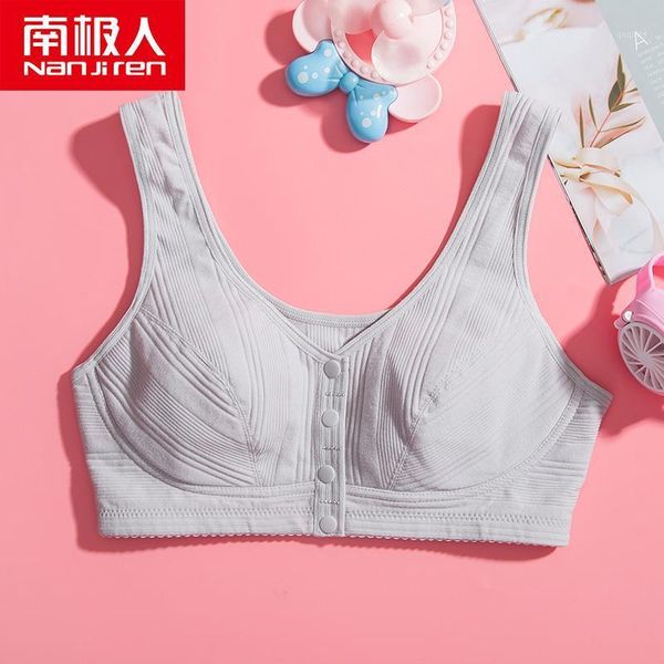 

nanjiren female underwear girls bra school students breathable comfortable oversize plus size bra sports front closure crop, Red;black