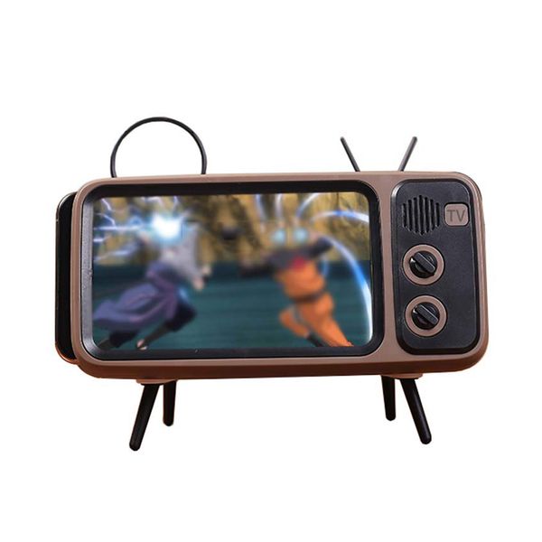 

deskbracket desk mount, retro tv style stand mobile phone holder with speaker function