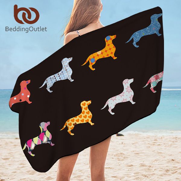 BeddingOutlet Dachshund Bath Towel Toalha de Banheira Microfiber Praia Toalha para Adulto Colorido Cão Beach Mat Cartoon Toalla 75x150 210318