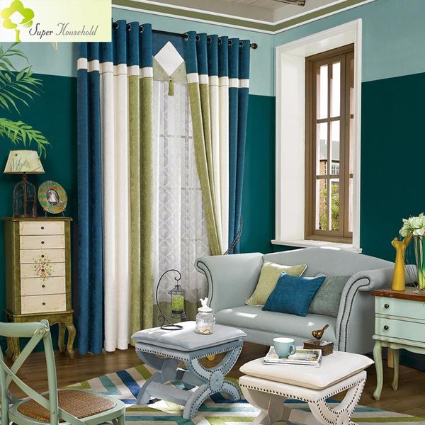 

modern striped curtains for living room elegant window blackout fabric for bedroom drapes set chenille splicing velvet blinds