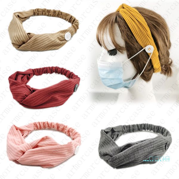 

hair for women solid wraps color headband with mask button design washing running gym sports facial care elastic hairlace hairwraps d42802