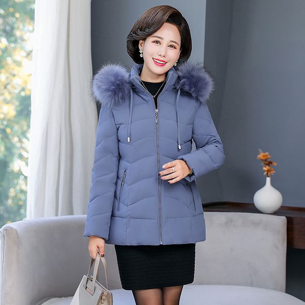 

2021 newwomen winter long thick causal jackets office ladies slim plus size hooded fur collar coat femme warm outwear mujer qo1b, Black
