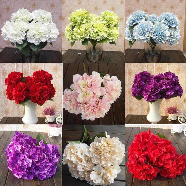 

decorative flowers & wreaths artificial bunch hydrangea garden home el mallorca 5 heads fake decor wedding silk flower1