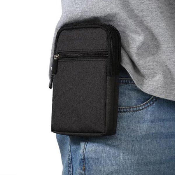 

men waist bag casual durable waist pack belt canvas multifunction bag zipper waterproof for outdoor wear