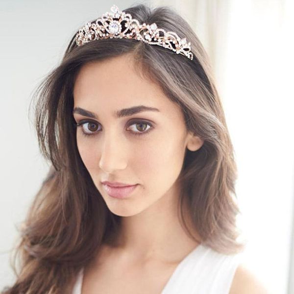 

baroque style vintage rose gold crystal bride crown headpiece wedding gold silver-plate designs bride hair accessory, Golden;silver
