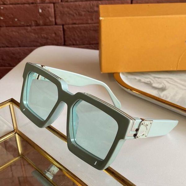 

2020 new sunglasses men women light blue width frame square glasses luxury sunglasses with box and dastbag, White;black