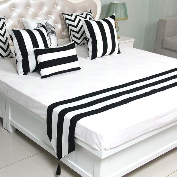 

bedspread black and white stripes modern simple style bed runner bedding scarf wedding home el bedroom decorative cover