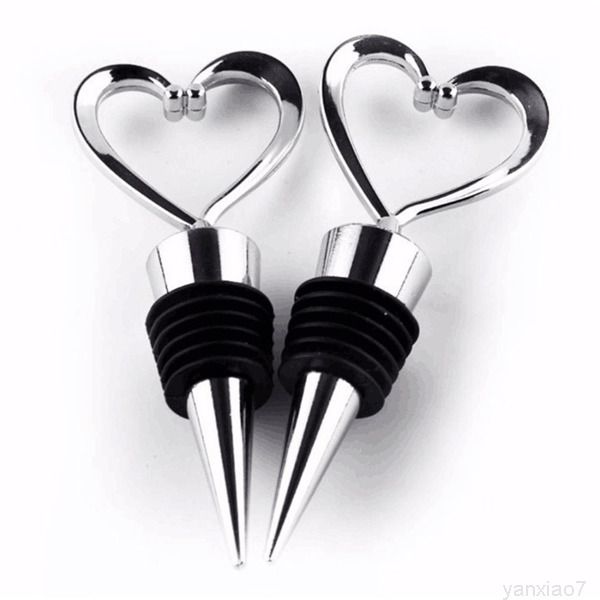 

heart shaped party wedding favors gift sealed wine bottle pourer ser kitchen barware tools a05