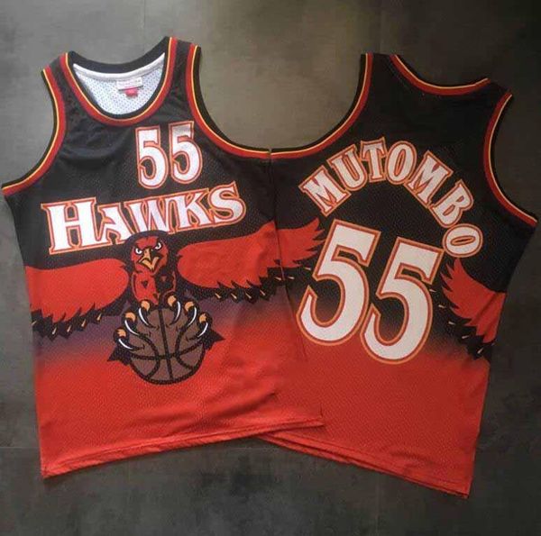 

men atlanta hawks dikembe mutombo core players exquisite memorial basketball jerseys, fine fabric swingman basketball jerseys, Black;red