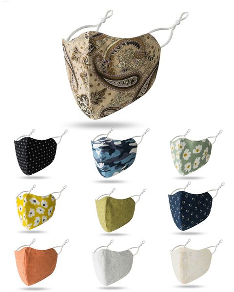 

reusable creative fashion lace face mask pattern cotton dustproof washable anti-fog breathable for men women