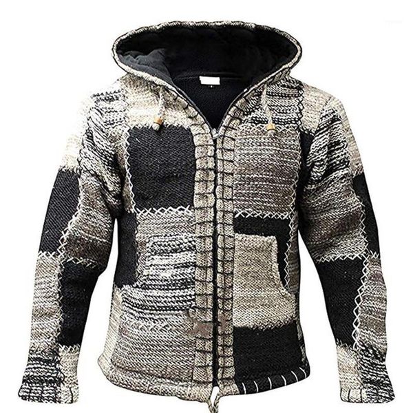 

men's cotton hoodie cardigan autumn winter warm patchwork spacious zipper no yq clothes knitted casual male sweater pull homme1, White;black