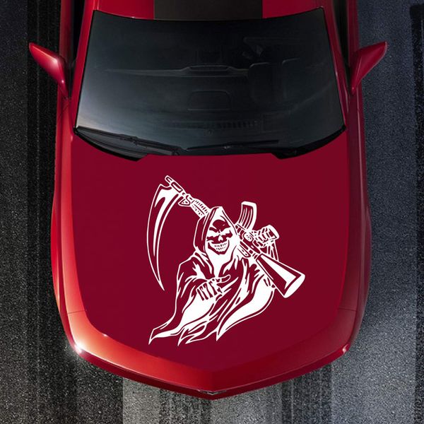

zombie harvester skull car hood sticker car truck wall vinyl sticker grim reaper skull decal machine gun