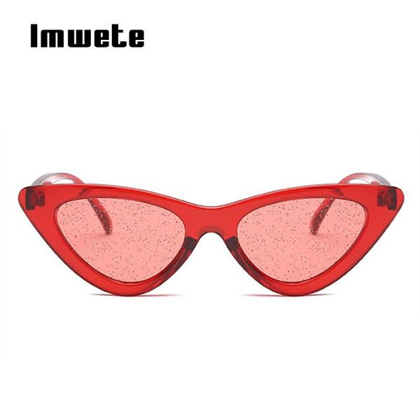 

sunglasses imwete vintage 90s cat eye women brand designer sun glasses small cateye frame yellow red shades ladies, White;black