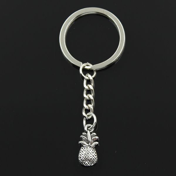 

fashion 30mm key ring metal key chain keychain jewelry antique silver color plated double sided pineapple 19x9mm pendant