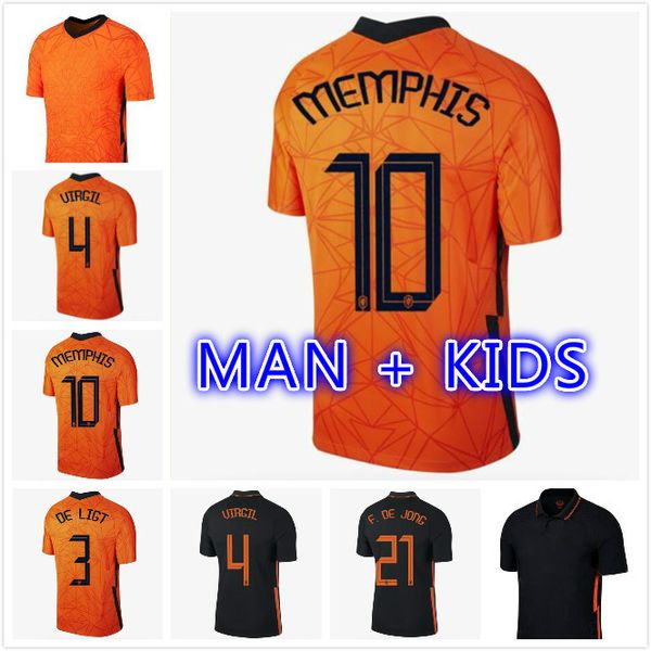 

netherlands soccer jerseys holland national jersey f. de jong de ligt memphis men kids mannen kinderen shirt pants 20 21, Black;yellow