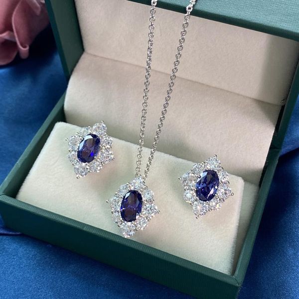 

stud solid 925 sterling silver sparkling sapphire high carbon diamond bridal earrings wedding party fine jewelry wholesale, Golden;silver