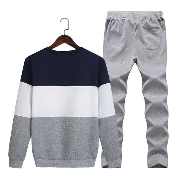 

fall 2019 new sportswear men's trend long sleeve sweater pants 2-piece set, Gray