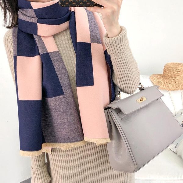 

2020 fashion women bandana scarves cashmere scarf warm winter foulard shawls wraps for ladies, Blue;gray