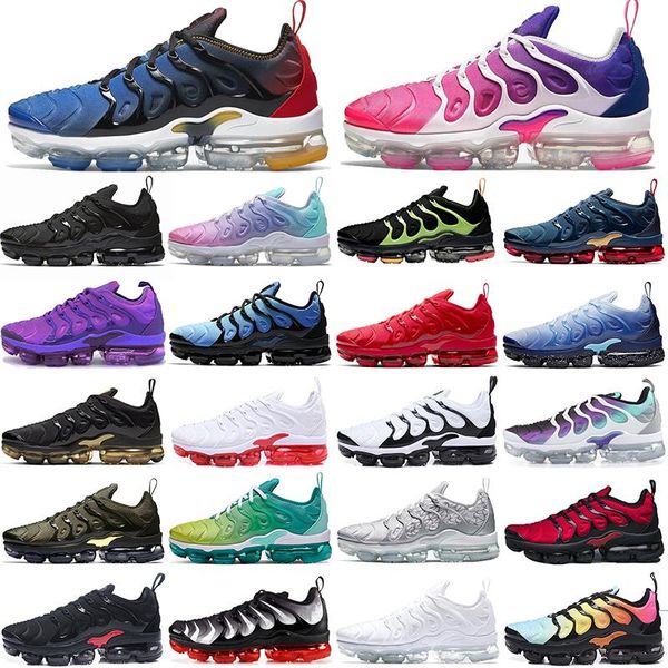 

2020 new tn men plus women shoes vapourmax triple red sneakers tns og trainers max cushion black white blue pastel university gold nik
