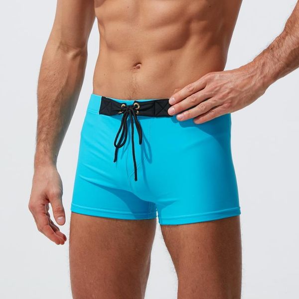 

men's shorts men summer swimsuit male beach swimming solid wear trunks elasticity mens swim quick dry briefs board surfing pant, White;black