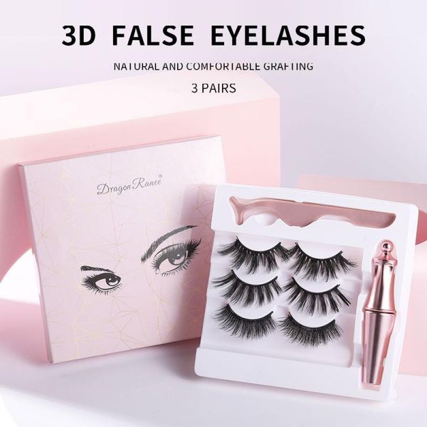 

false eyelashes three pairs of 3d magnetic eyeliner liquid set magnet tslm1