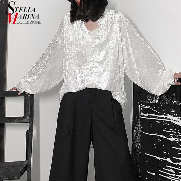 

new korean style 2019 women shiny white long sleeve blouse shirt ladies stylish plus size feminine shirt chemise femme b1207b-071