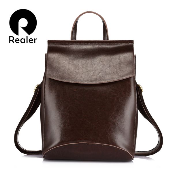 

realer women backpack split leather school bags for teenage girls female multifunction travel backpacks ladies bag