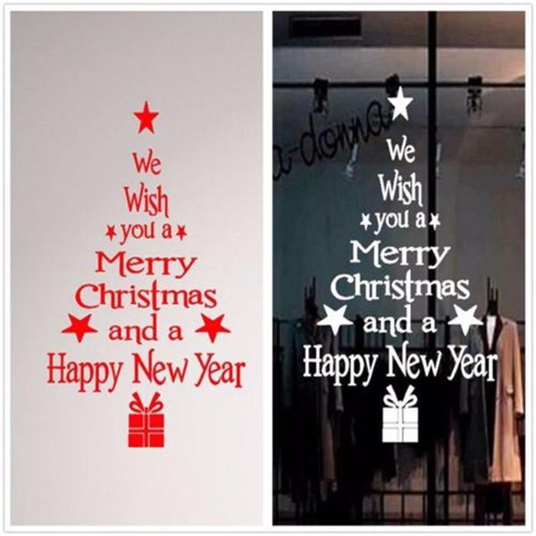 

christmas decorations merry stickers tree letters window decal red wall sticker xmas home decoration noel navidad year 2021