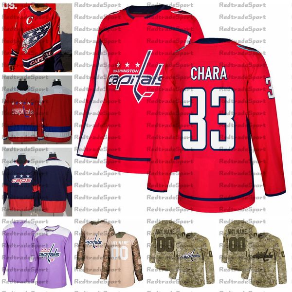 

customize 2021 reverse retro 33 zdeno chara washington capitals hockey jersey golden edition camo veterans day fights cancer stitched jersey, Black;red