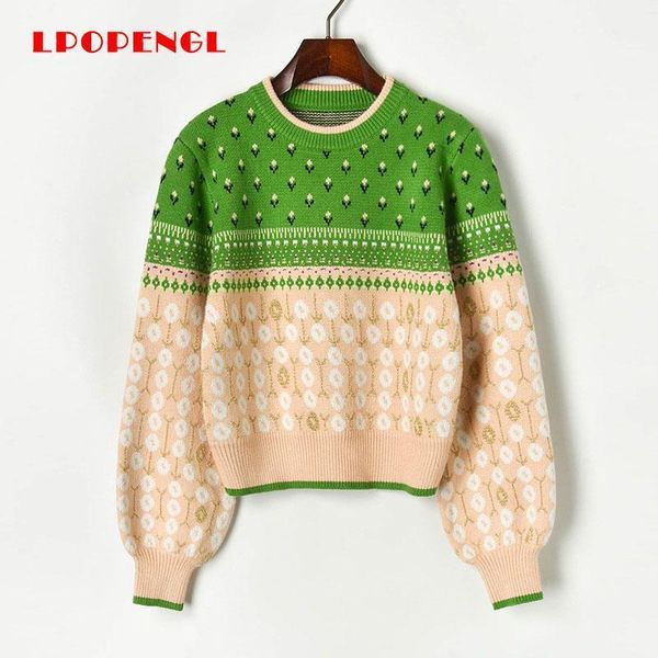 

autumn winter knitted sweater 2020 women's viscose material regular casual style long-sleeved lantern sleeve pullovers1, White;black