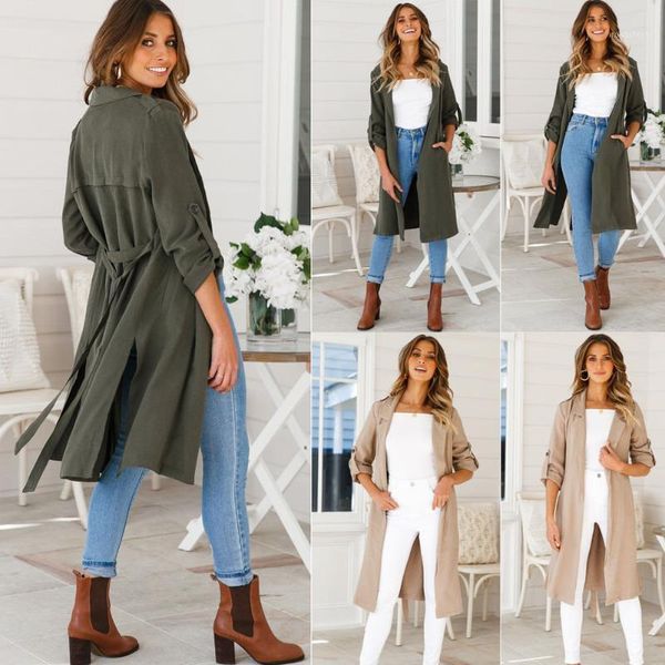 

2020 fashion women open front cardigan long sleeve coat loose irregular outwear solid casual cotton clothing1, Tan;black